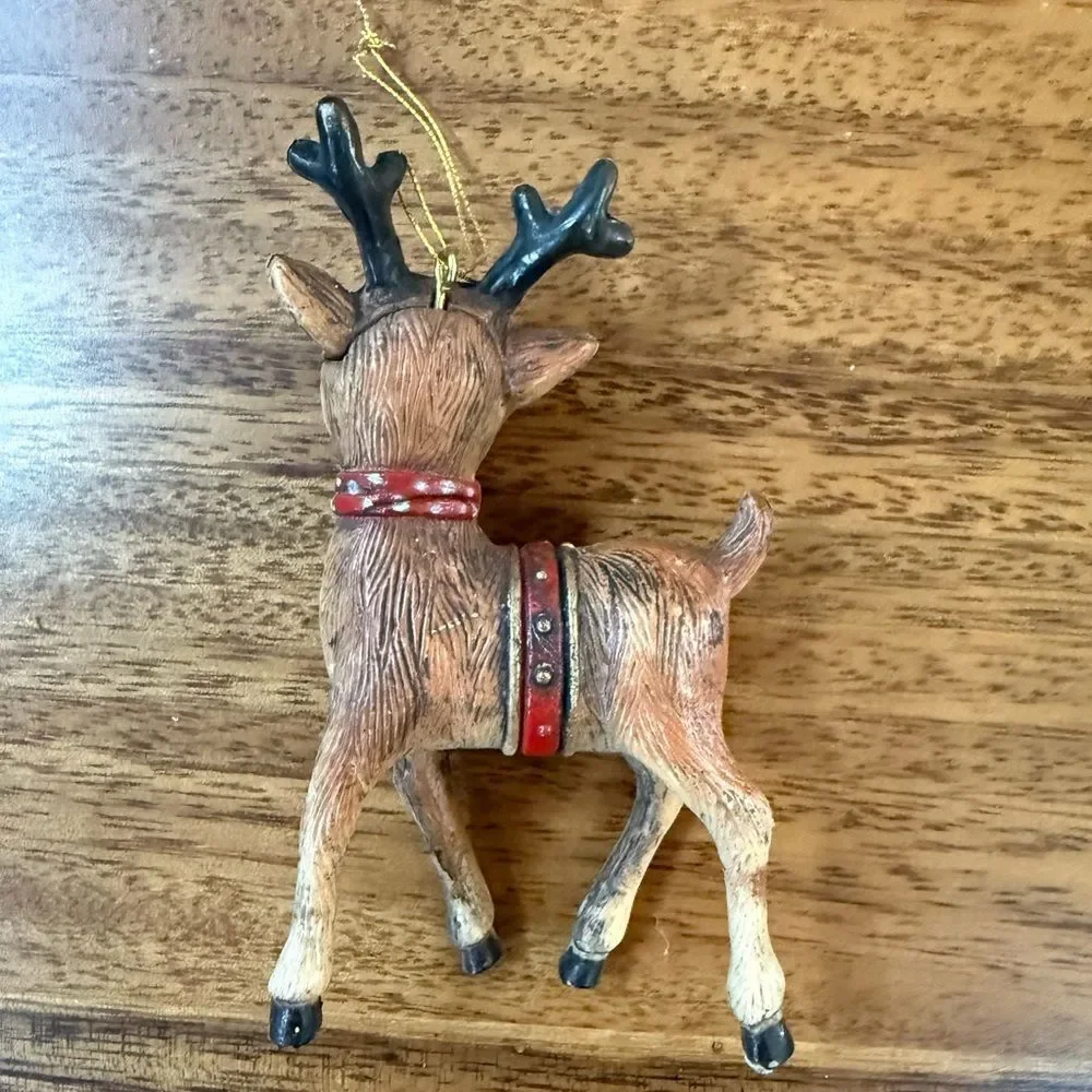 Charming Christmas Reindeer Ornament Set, Brown White